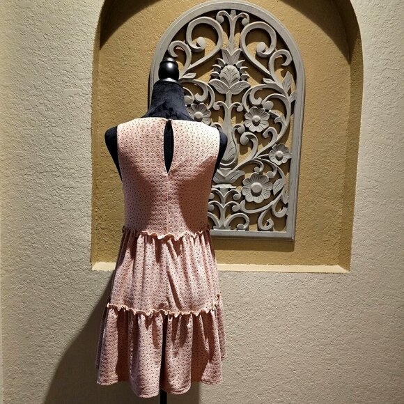 Speechless Pink Sleeveless S Tiered Babydoll Eyelet Dress Back Keyhole Detail - Picture 2 of 8